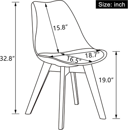 Mid Century Modern Dining Chairs,Shell Lounge Plastic Side Chair with Soft Padded and Wooden Legs for Dining Room Living Room Bedroom Kitchen Set of 2 (White)