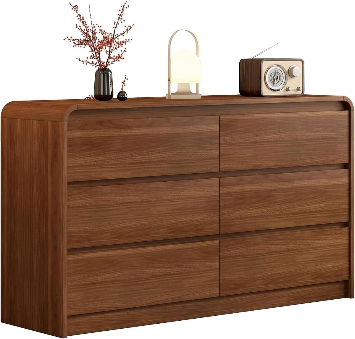 Dresser for Bedroom, 55 Inch 6 Drawer Wooden Chest of Drawers