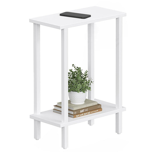 Small Side Table, Narrow End Table, Skinny Sofa Table, Slim Nightstand, Couch Table, Living Room, Bed Room, White TB01BW062