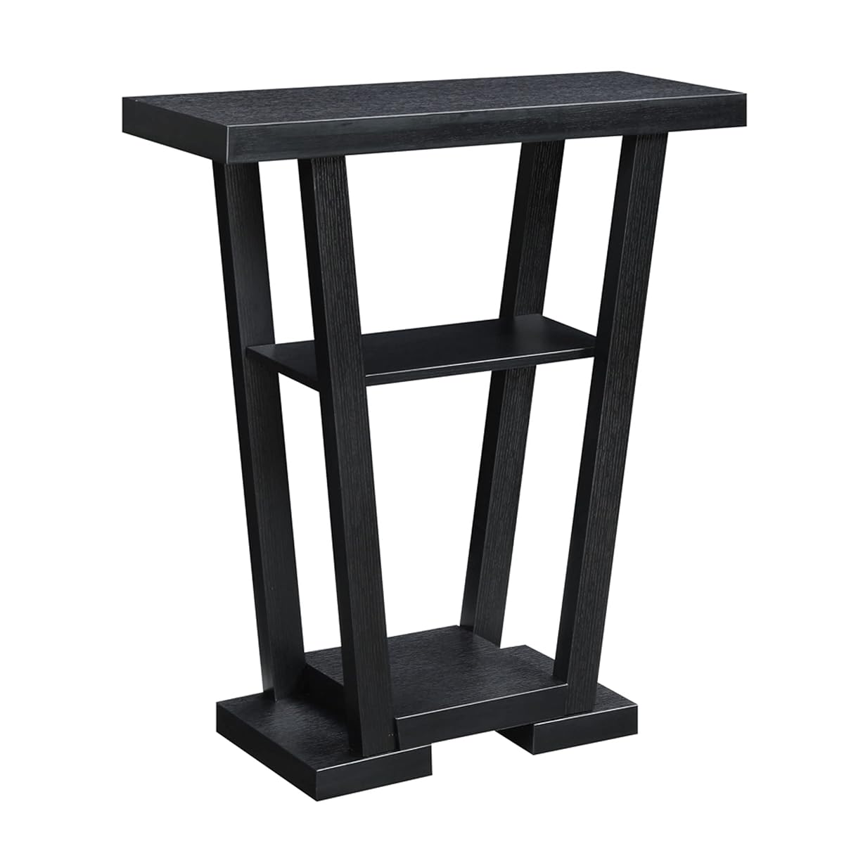 Newport V Console Table 31.5" - Modern Sofa Table with Storage Shelves, Narrow Entryway Hall Table for Living Room, Display Accent Table, Black