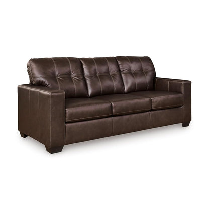 Signature Design by Ashley Santorine Transitional Tufted Leather Match Sofa, Dark Brown