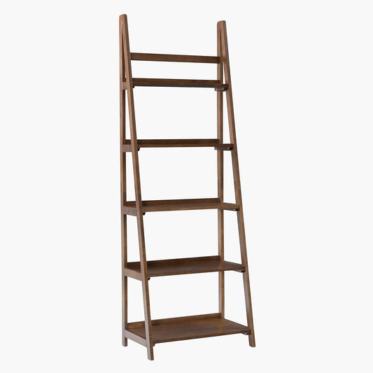 Melissa Walnut Mid-Century 5 Shelf Bookcase