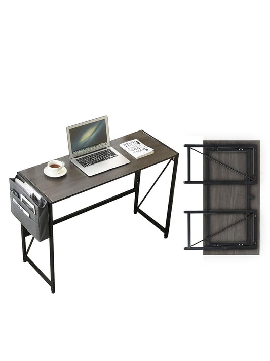 Modern Desk Writing Computer Desk for Home Office, No-Assembly Study Office Desk Foldable Table for Small Spaces (Black Oak, 31.5 inch)