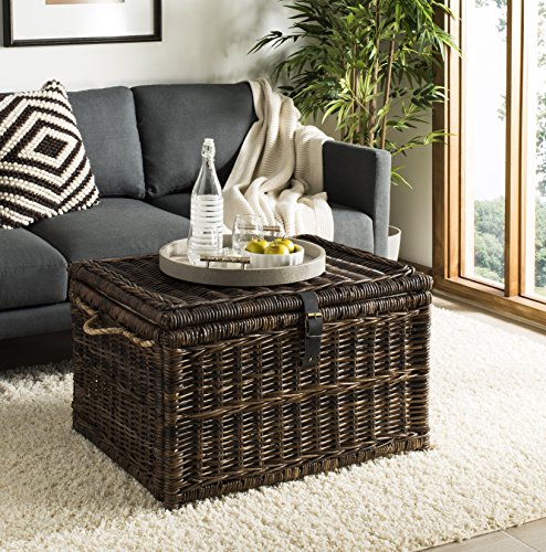 HPM9001B Caden 30" Wicker Storage Trunk, Collapsible for flat storage, Rattan-Sarang Buaya, Coastal for Office, Dorm Room-LivingRoom, Bedroom, Dining Room, Brown