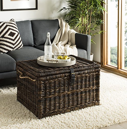 HPM9001B Caden 30" Wicker Storage Trunk, Collapsible for flat storage, Rattan-Sarang Buaya, Coastal for Office, Dorm Room-LivingRoom, Bedroom, Dining Room, Brown