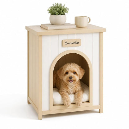 Solid Cedar Dog Crate Furniture End Table for Small Dogs & Cats