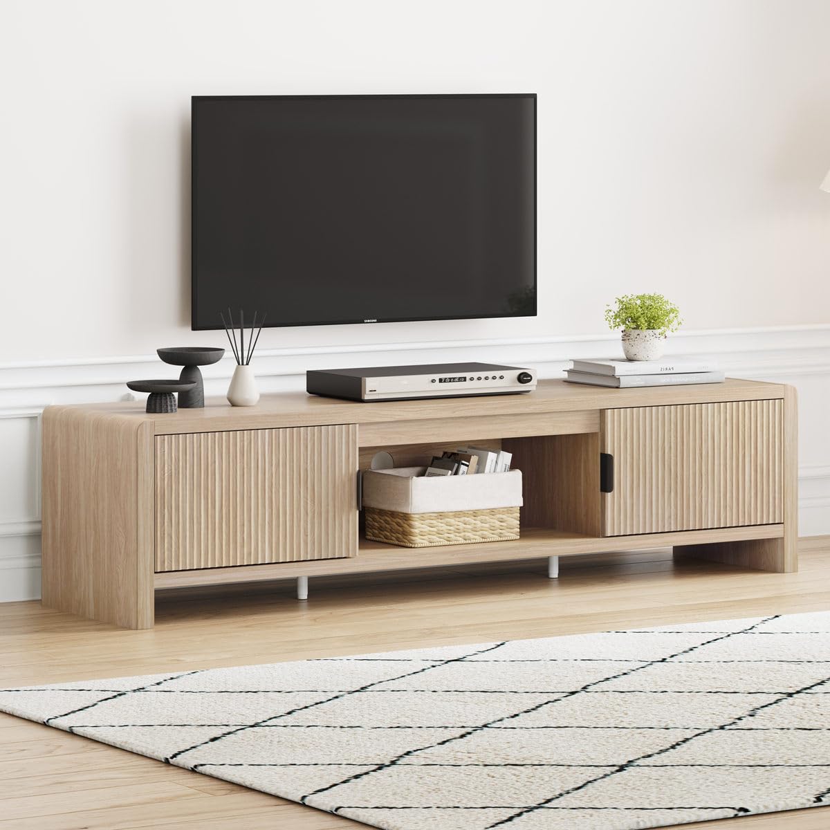 TV Stand for TVs up to 75/65/55 Inch, Wood Entertainment Center with Storage