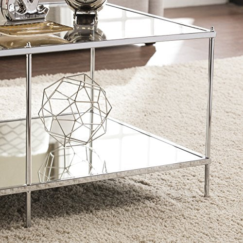 Knox Glam Mirrored Cocktail Table - Chrome - Transitional Design - Ideal for Living Room, Family Room (CK5000)