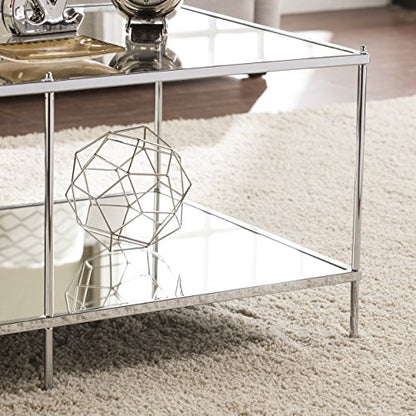 Knox Glam Mirrored Cocktail Table - Chrome - Transitional Design - Ideal for Living Room, Family Room (CK5000)