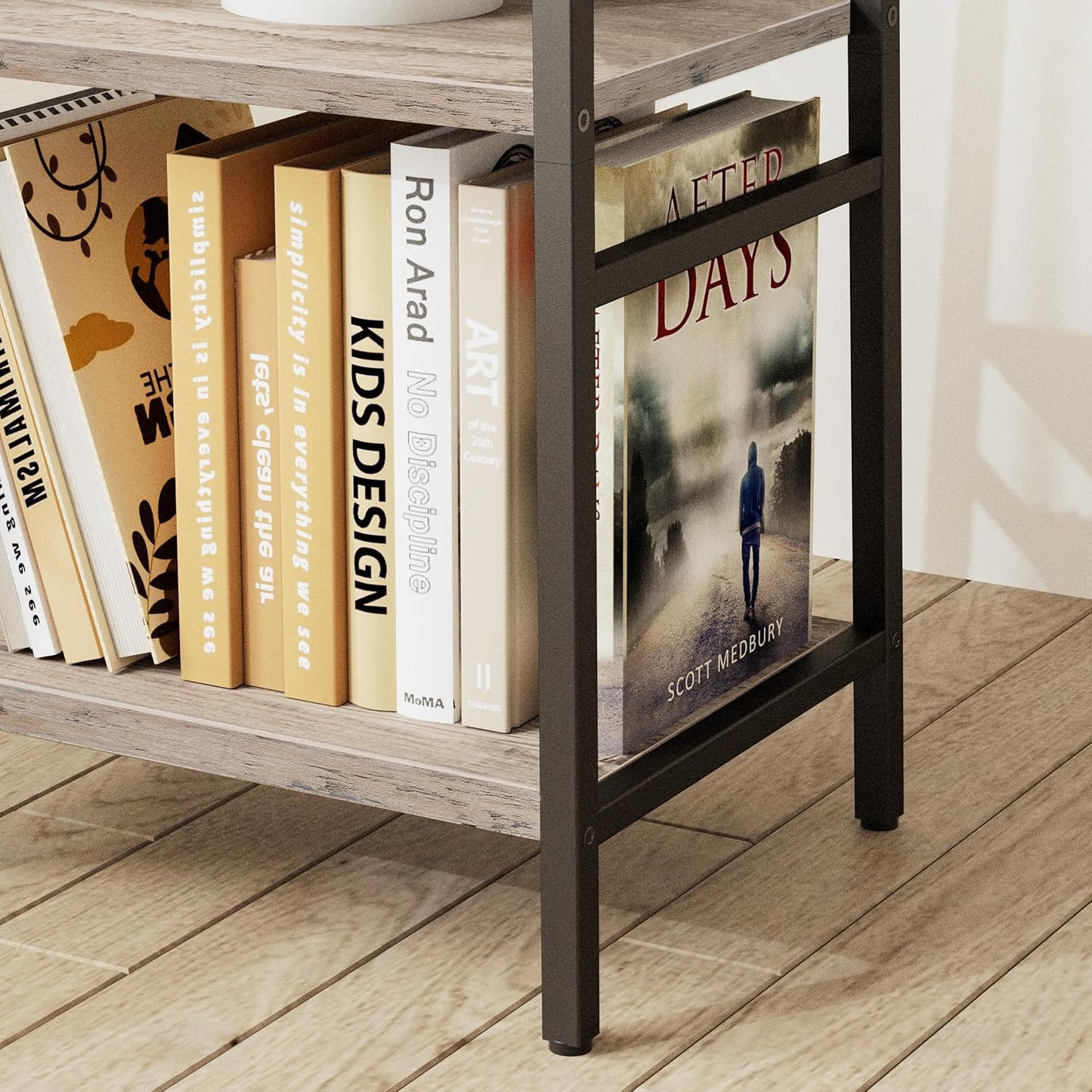 Coat Rack Freestanding, Coat Stand with 3 Shelves and 7 Hooks, Hall Tree Free Standing, Clothes Rack Stand Organizer, Industrial Style, Greige and Black