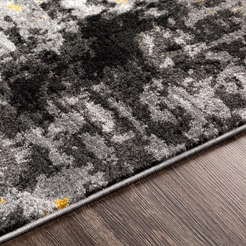 Area Rugs - 2x3 Pepin Modern Abstract Black Rug for Living Room Bedroom - Small Charcoal Gray Mustard Boho Stain Resistant Carpet for Entryway, Kitchen and Office (2' x 3')
