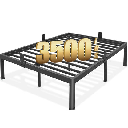 Queen Bed Frame with Round Corner Edge Legs 18 inch High 3500 lbs Heavy Duty