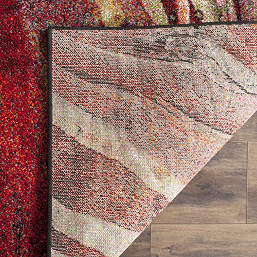 SAFAVIEH Glacier Collection Area Rug - 5'3" x 7'6", Red & Multi, Modern Abstract Design, Non-Shedding & Easy Care, Ideal for High Traffic Areas in Living Room, Bedroom (GLA126A)