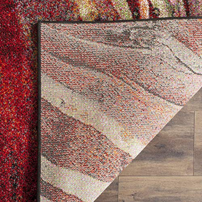 SAFAVIEH Glacier Collection Area Rug - 5'3" x 7'6", Red & Multi, Modern Abstract Design, Non-Shedding & Easy Care, Ideal for High Traffic Areas in Living Room, Bedroom (GLA126A)