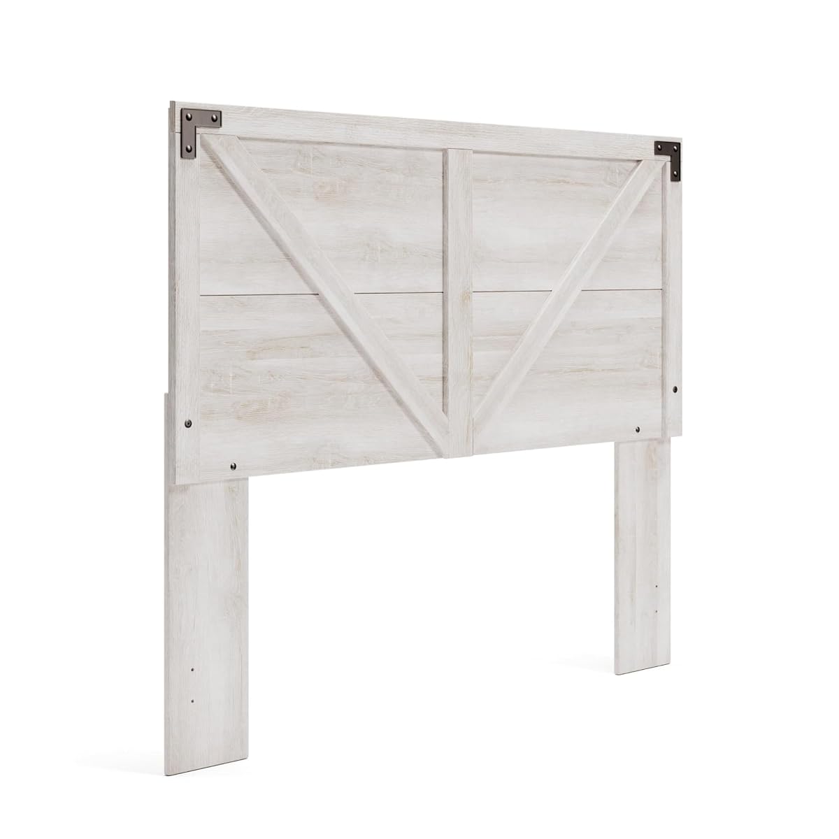 Signature Design by Ashley Shawburn Queen Headboard Only, Rustic Farmhouse Crossbuck Style, Engineered Wood (MDF/particleboard/plywood) and Decorative Laminate, for Metal Frames, Whitewash, 63"W
