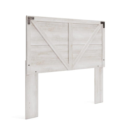 Signature Design by Ashley Shawburn Queen Headboard Only, Rustic Farmhouse Crossbuck Style, Engineered Wood (MDF/particleboard/plywood) and Decorative Laminate, for Metal Frames, Whitewash, 63"W