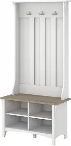 Salinas Hall Tree with Shoe Storage Bench in Shiplap Gray and Pure White, view 2