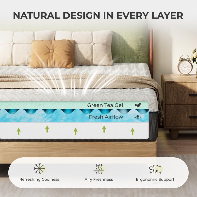 12 Inch King Mattress, Memory Foam Mattress in a Box Medium Plush, view 5