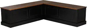 Harris Black and Walnut Backless Kitchen Dining Nook with Hidden Storage Bench, view 2