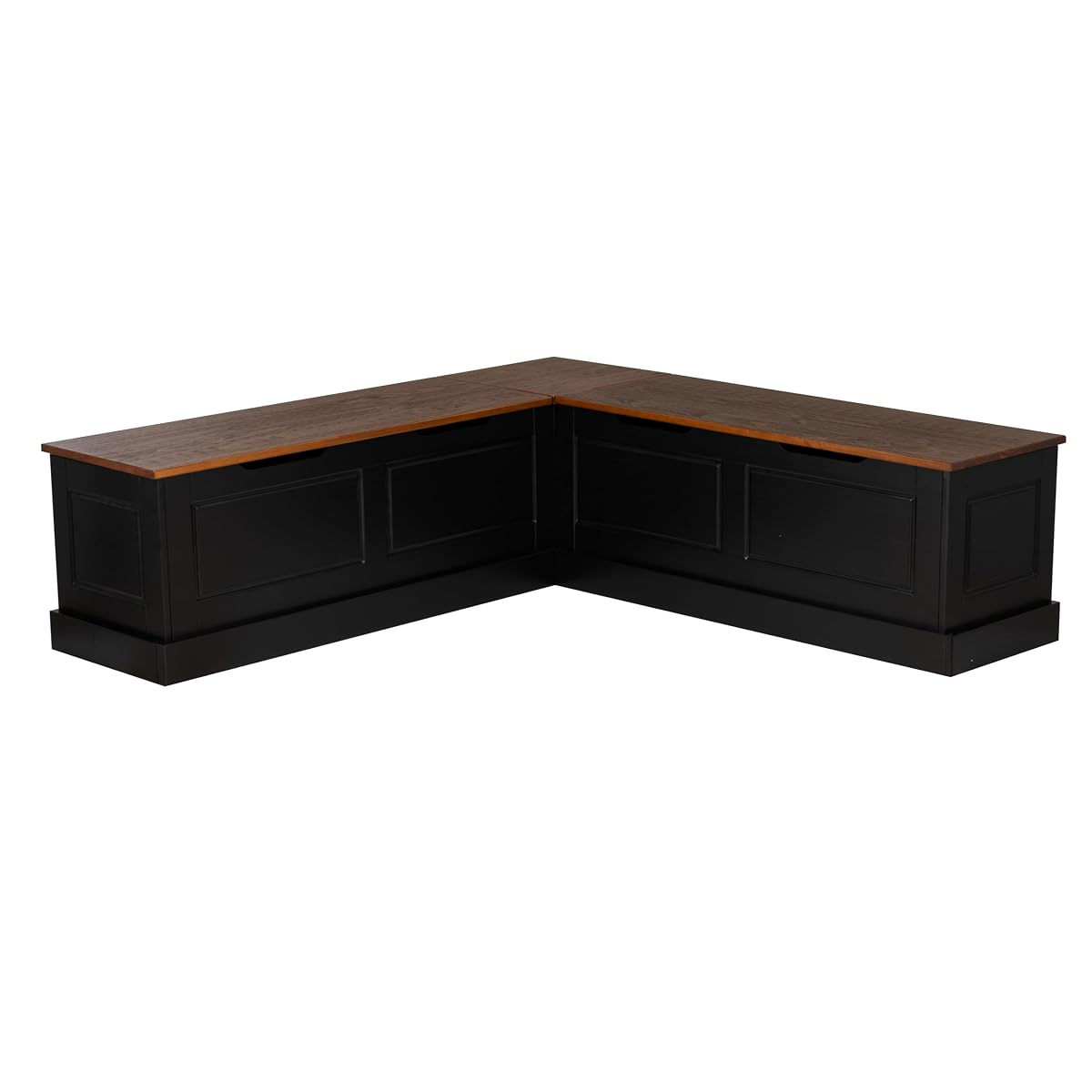 Harris Black and Walnut Backless Kitchen Dining Nook with Hidden Storage Bench