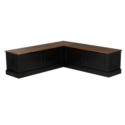 Harris Black and Walnut Backless Kitchen Dining Nook with Hidden Storage Bench