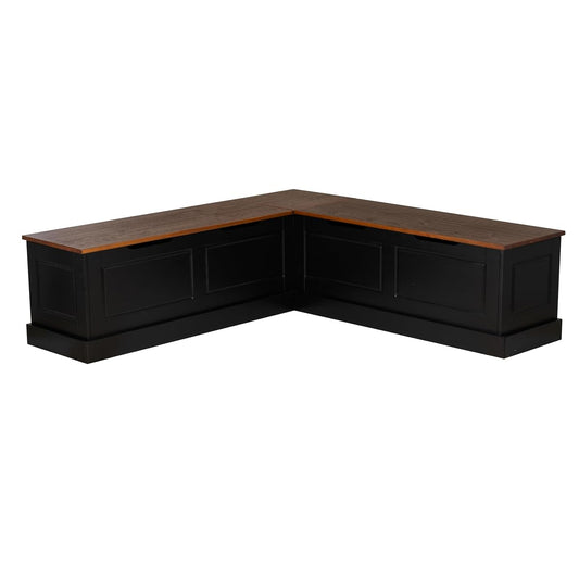 Harris Black and Walnut Backless Kitchen Dining Nook with Hidden Storage Bench