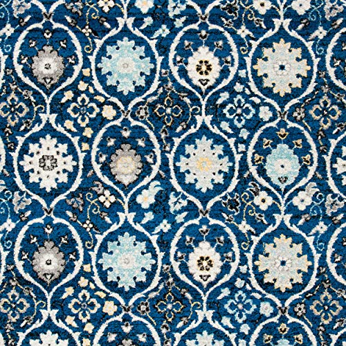 SAFAVIEH Evoke Collection Area Rug - 5'3" x 7'6", Royal & Ivory, Shabby Chic Oriental Design, Non-Shedding & Easy Care, Ideal for High Traffic Areas in Living Room, Bedroom (EVK210A)