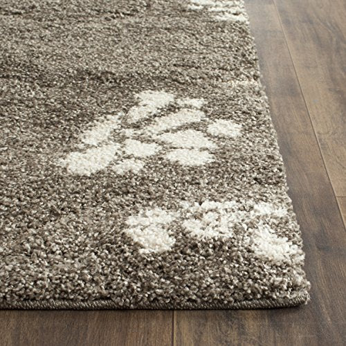 SAFAVIEH Area Rug 8x10 - Florida Shag Collection - Large - Smoke & Beige, Floral Design, Non-Shedding & Easy Cleaning, Plush Thick Pile, Ideal for Living Room, Bedroom, Dining Space (SG464-7913)
