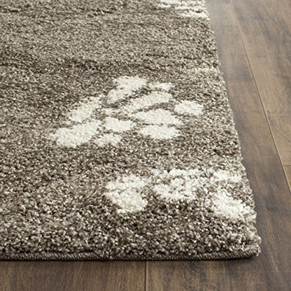 SAFAVIEH Area Rug 8x10 - Florida Shag Collection - Large - Smoke & Beige, Floral Design, Non-Shedding & Easy Cleaning, Plush Thick Pile, Ideal for Living Room, Bedroom, Dining Space (SG464-7913)