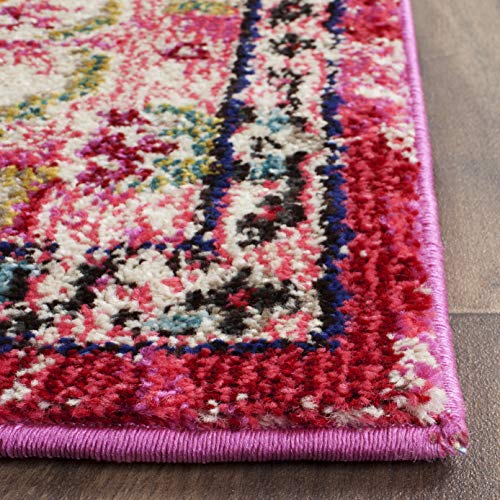 SAFAVIEH Monaco Collection Area Rug - 8' x 10', Pink & Multi, Non-Shedding & Easy to Clean, Distressed Medallion Design, Ideal for Living Room, Bedroom, Dining Space (MNC243D)