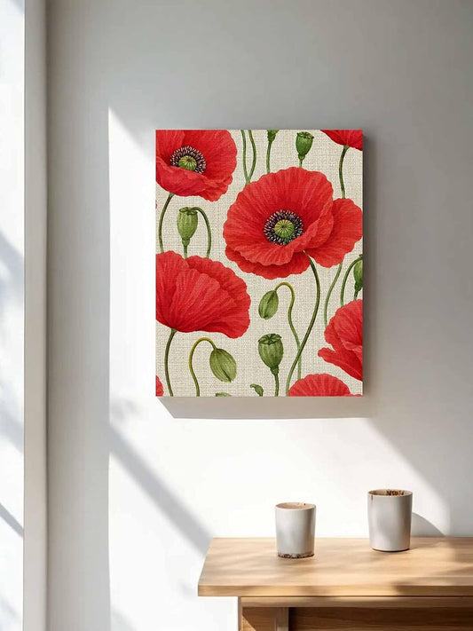 NuYeBiofx Red Poppy Farmhouse Floral Canvas Wall Art Prints