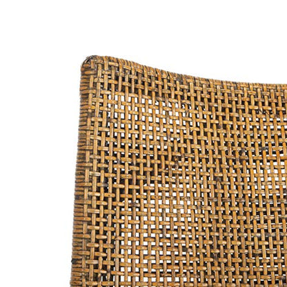 SAFAVIEH Furniture - Gianni Rattan Arm Chair - Brown & Black - Solid Wood - Coastal Open-Arm Design - Ideal for Living Room, Sunroom, Bedroom, 19.8" Seat Height (SEA4011A)