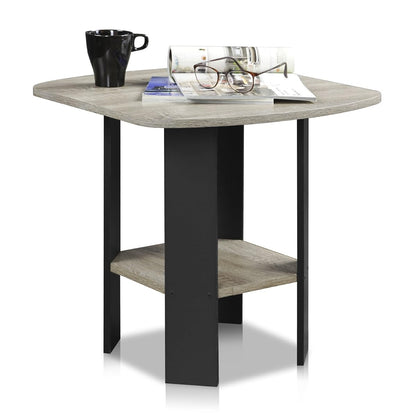 SIMPLE DESIGN Side Table, 2-Tier Modern End Table with Soft Edges, Open Shelves Night Stand, Bedside Table, for Living Room, Bedroom, French Oak