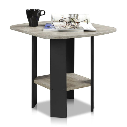 SIMPLE DESIGN Side Table, 2-Tier Modern End Table with Soft Edges, Open Shelves Night Stand, Bedside Table, for Living Room, Bedroom, French Oak