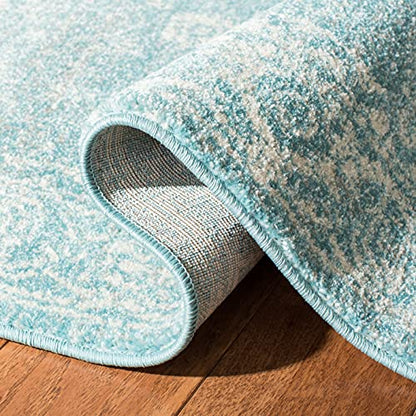 SAFAVIEH Area Rug 8x10 - Evoke Collection - Large - Light Blue & Ivory, Shabby Chic Distressed Design, Non-Shedding & Easy Cleaning, Ideal for Living Room, Bedroom, Office, Dining Space (EVK270D)