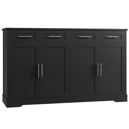 60" W Sideboard Buffet Cabinet with Storage, Kitchen Cabinet, Black