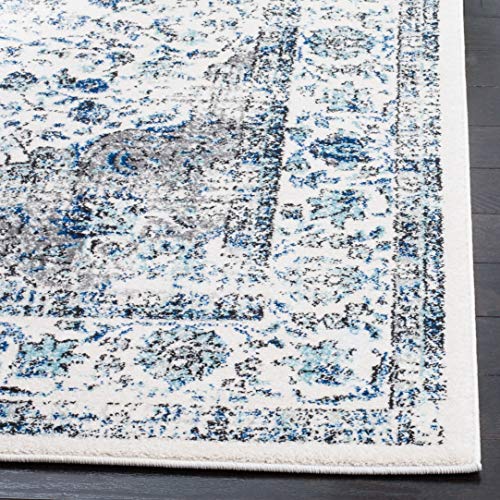 SAFAVIEH Area Rug 8x10 - Evoke Collection - Large - Ivory & Grey, Shabby Chic Oriental Medallion Design, Non-Shedding & Easy to Clean, Ideal for Living Room, Bedroom, Dining Space (EVK220D)