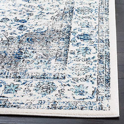 SAFAVIEH Area Rug 8x10 - Evoke Collection - Large - Ivory & Grey, Shabby Chic Oriental Medallion Design, Non-Shedding & Easy to Clean, Ideal for Living Room, Bedroom, Dining Space (EVK220D)