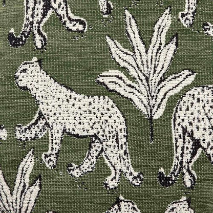 Tov Furniture Raji Jacquard Ottoman (Olive Green Leopard)