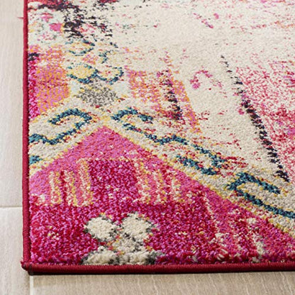 SAFAVIEH Monaco Collection Area Rug - 10' x 14', Magenta & Multi, Boho Chic Tribal Distressed Design, Non-Shedding & Easy Care, Ideal for High Traffic Areas in Living Room, Bedroom (MNC222D)