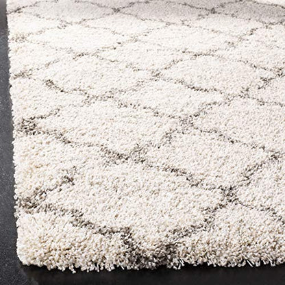 SAFAVIEH Hudson Shag Collection Area Rug - 10' x 14', Ivory & Grey, Moroccan Trellis Design, Non-Shedding & Easy Care, 2-inch Thick Ideal for High Traffic Areas in Living Room, Bedroom (SGH282A)