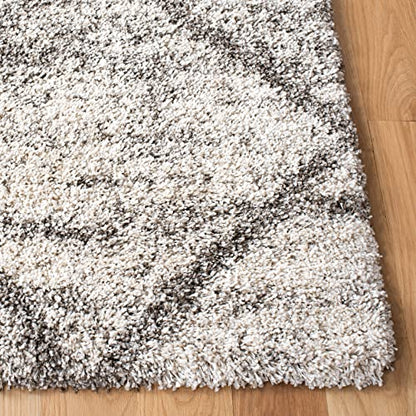 SAFAVIEH Hudson Shag Collection Area Rug - 9' x 12', Grey & Beige, Modern Trellis Design, Non-Shedding & Easy Care, 2-inch Thick Ideal for High Traffic Areas in Living Room, Bedroom (SGH281J)
