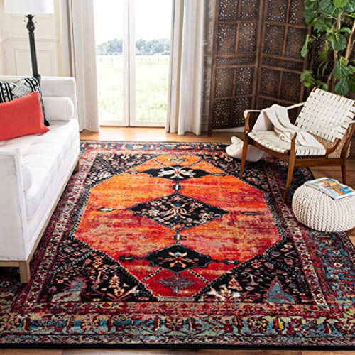 SAFAVIEH Vintage Hamadan Collection Area Rug - 8' x 10', Orange & Multi, Oriental Traditional Persian Design, Non-Shedding & Easy Care, Ideal for High Traffic Areas in Living Room, Bedroom (VTH217B)