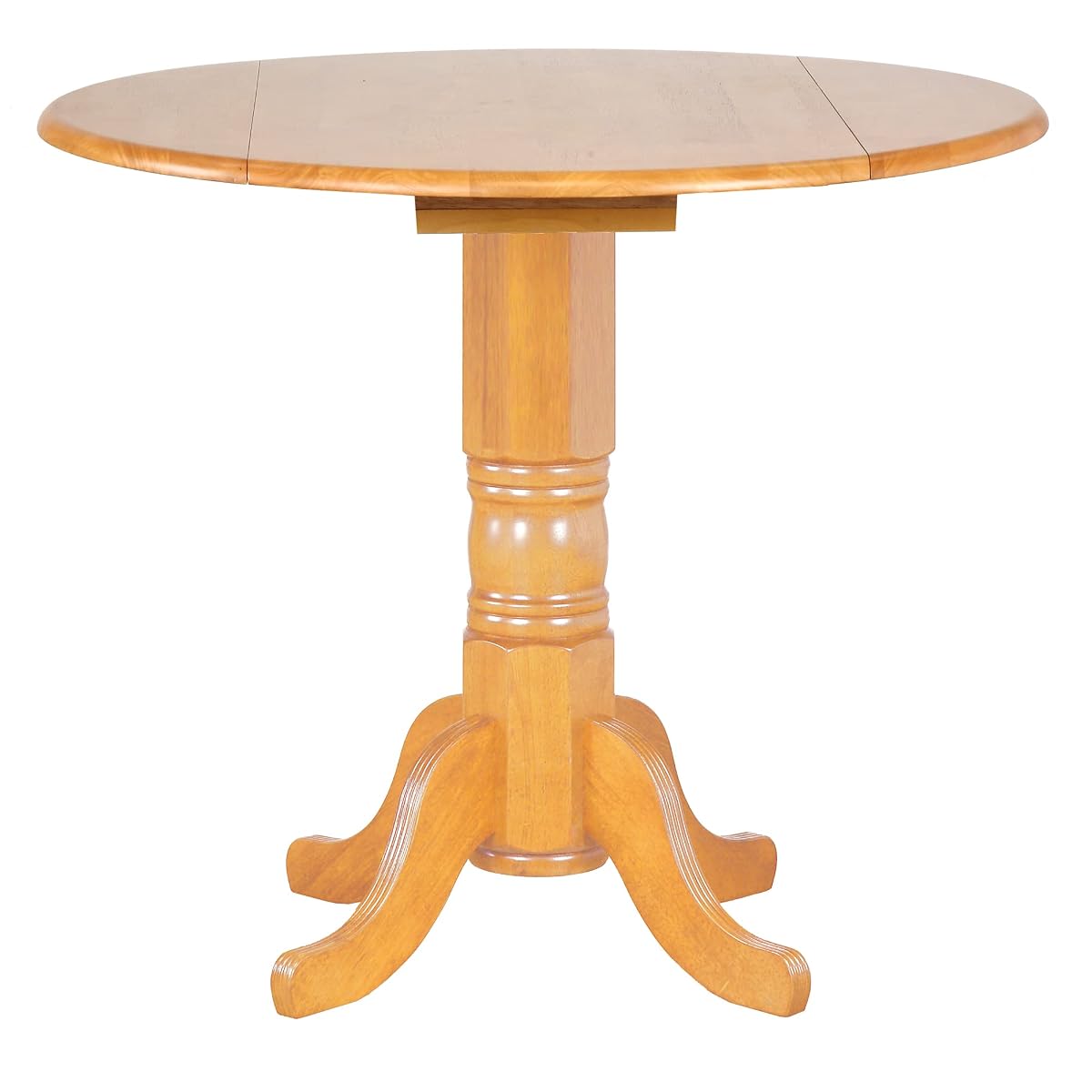 Round Drop Leaf Pub Table, Light Oak Finish