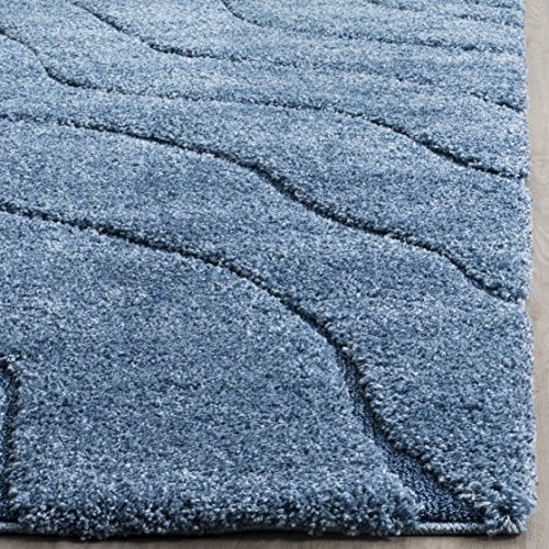 SAFAVIEH Area Rug 8x10 - Florida Shag Collection - Large - Light Blue & Blue, Non-Shedding & Easy Cleaning, Plush Thick Pile, Ideal for Living Room, Bedroom, Dining Space (SG472-6065)