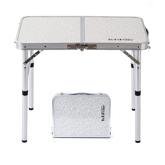 Folding Camp Table Small, 24''L x16''W with Adjustable Height Legs, Indoor Outdoor Lightweight Portable Aluminum Dining Table for Picnic Camping 2-Feet（2 Heights 10"/19"）