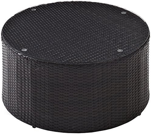 Brown all weather rattan wicker round outdoor coffee table, view 2