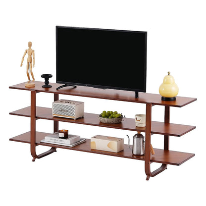 Walnut TV Stand for 65 Inch TV, Media Console 3-Tier Open Shelves
