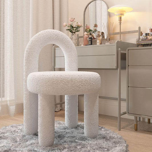 Bedroom Makeup Chair, Dressing Stool, Light Luxury and High-End Feeling, Simple and Thickened Internet Famous Nail and Dressing Table Chair,Cashmere White (Cashmere White)