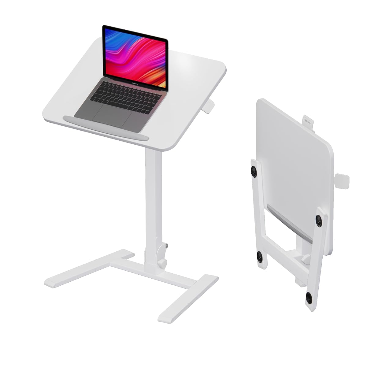 25" Mobile Folding Desk: Pneumatic Sit-Stand, No Assembly